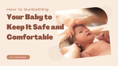 A happy baby lying on a soft blanket under gentle sunlight, safely sunbathing with a sun hat.