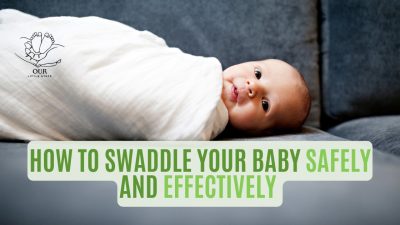 Parent swaddling a newborn baby in a soft blanket for safe and cozy sleep.