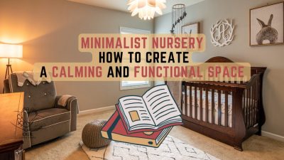 A serene minimalist nursery with neutral tones, a crib, and soft natural lighting.