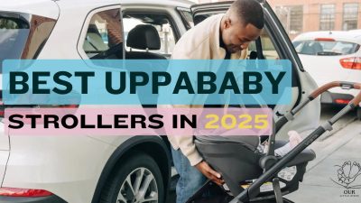 A sleek UPPAbaby stroller in an outdoor setting, showcasing its modern design, smooth ride, and premium features for parents in 2025.