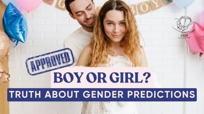 Predicting baby's gender: This image playfully explores the curiosity and anticipation surrounding a baby's gender before birth.