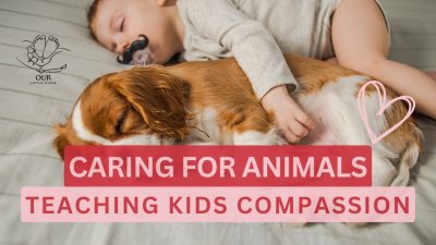 A young child gently petting a dog, with a parent supervising nearby.